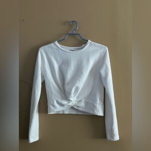 aerie White Twist-Knot Long Sleeve Tee